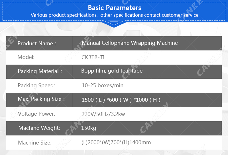 manual cellophane wrapping machine data